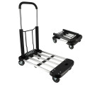 Chariot plateforme extensible aluminium - Plateau chargement rétractable min 44cm max 66cm - 200kg - 4 roulettes pivotantes