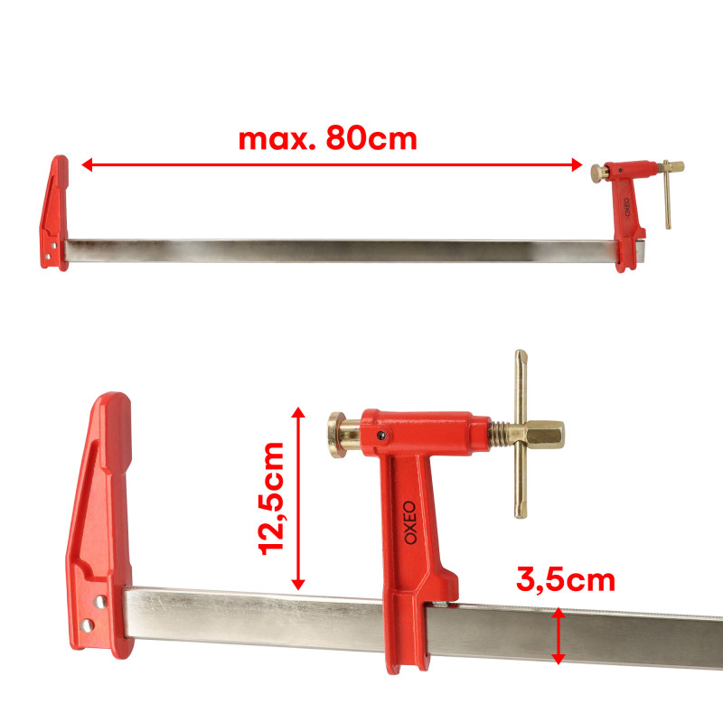 Lot de 2 serres joints à pompe 80 cm - Acier laminé - Longueur de serrage 80 cm - Frein anti glissement