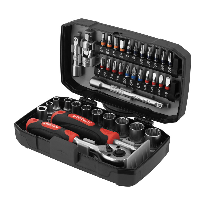 Coffret cliquet 1/4 - 38 pièces - Douilles et tournevis à cliquet