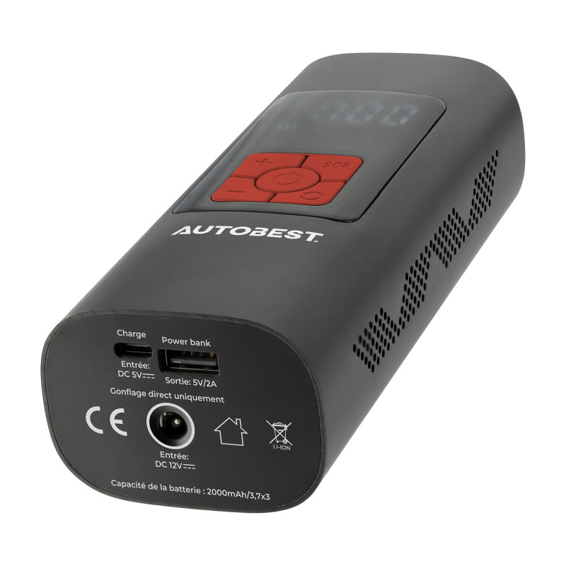 Compresseur d'air rechargeable - 4 modes de gonflage - 4 embouts - 1 flexible