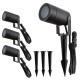 Spots extérieurs design avec piquet X4 - Noirs - Pour Ampoule LED GU10 - Étanche IP65 - Orientables - Fixations discrètes
