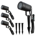 Spots extérieurs design avec piquet X4 - Noirs - Pour Ampoule LED GU10 - Étanche IP65 - Orientables - Fixations discrètes