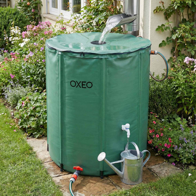 Réservoir récupérateur eaux de pluie 800 Litres cuve souple PVC armé - Pliable - Avec Robinet et Soupape de Décharge - Filtre