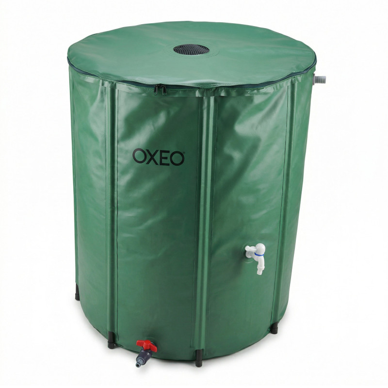 Réservoir récupérateur eaux de pluie 300 Litres cuve souple PVC armé - Pliable - Avec Robinet et Soupape de Décharge - Filtre