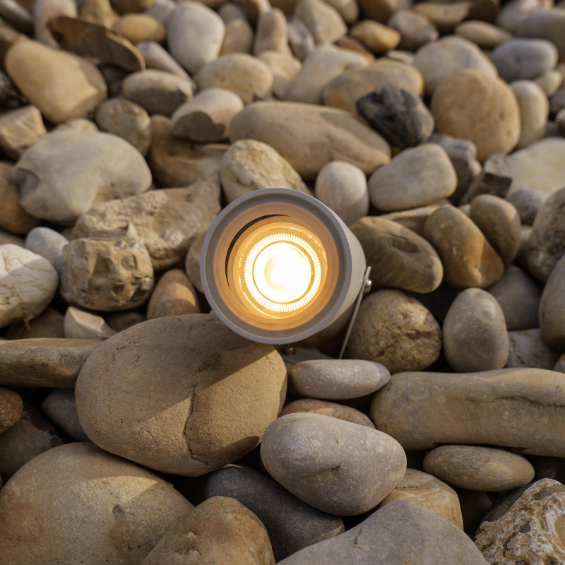 Spots extérieurs design avec piquet X4 - Gris - Pour Ampoule LED GU10 - Étanche IP65 - Orientables - Fixations discrètes