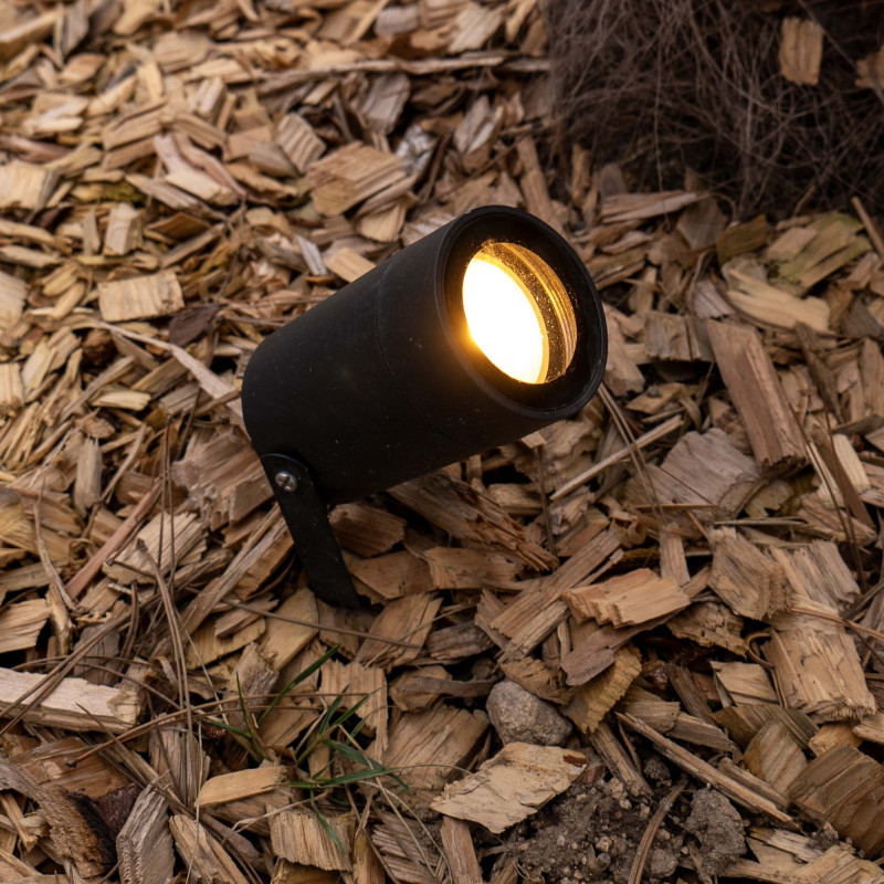 Spots extérieurs design avec piquet X4 - Noirs - Pour Ampoule LED GU10 - Étanche IP65 - Orientables - Fixations discrètes