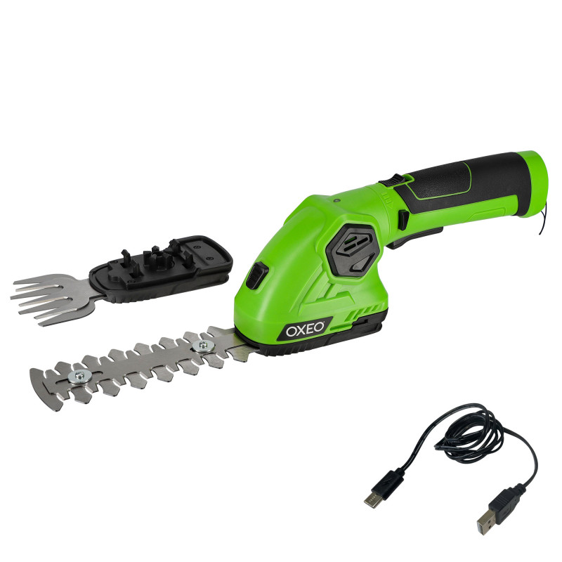 Cisaille à gazon - sculpte buisson taille-herbe sans fil avec Batterie 2000mAh - Câble Charge USB C - 2 lames - Poignée rotative