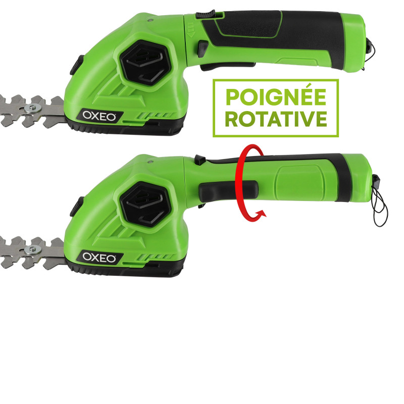 Cisaille à gazon - sculpte buisson taille-herbe sans fil avec Batterie 2000mAh - Câble Charge USB C - 2 lames - Poignée rotative