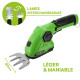 Cisaille à gazon - sculpte buisson taille-herbe sans fil avec Batterie 2000mAh - Câble Charge USB C - 2 lames - Poignée rotative