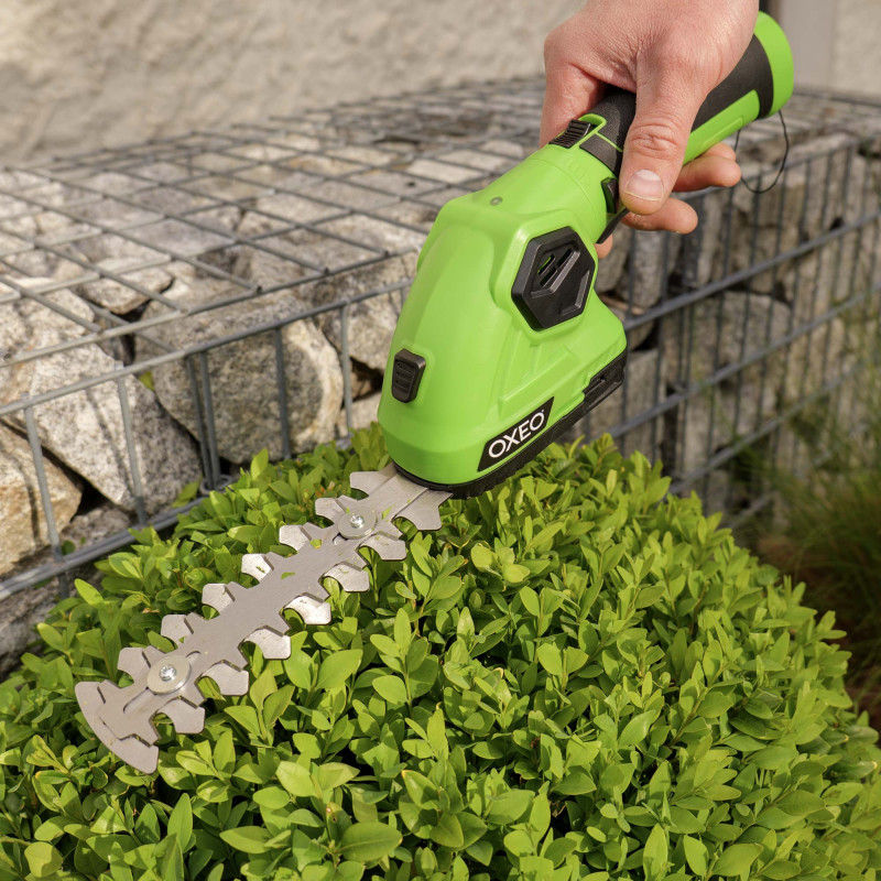 Cisaille à gazon - sculpte buisson taille-herbe sans fil avec Batterie 2000mAh - Câble Charge USB C - 2 lames - Poignée rotative