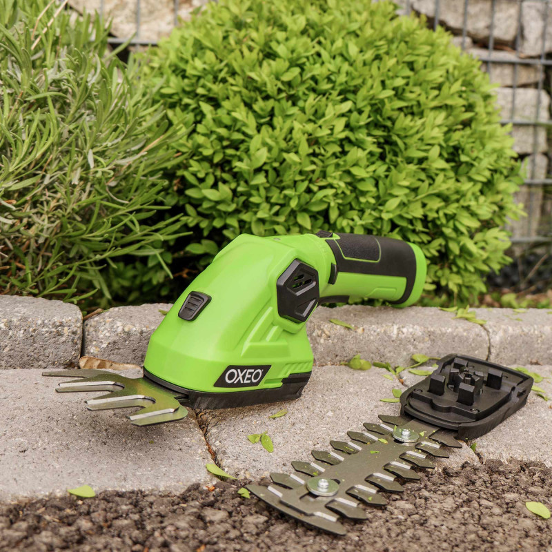 Cisaille à gazon - sculpte buisson taille-herbe sans fil avec Batterie 2000mAh - Câble Charge USB C - 2 lames - Poignée rotative