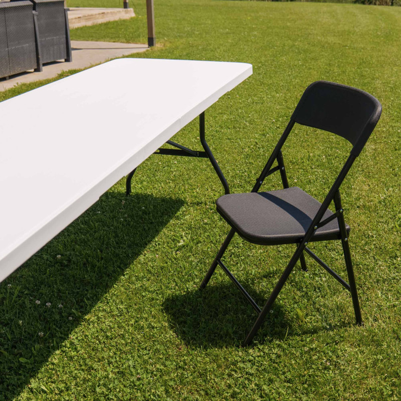 Chaises pliantes noires - Lot de 4 chaises pliables de jardin  - Structure en Acier - 150 kg - Fêtes - réceptions - pique-nique