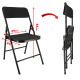 Chaises pliantes noires - Lot de 4 chaises pliables de jardin  - Structure en Acier - 150 kg - Fêtes - réceptions - pique-nique