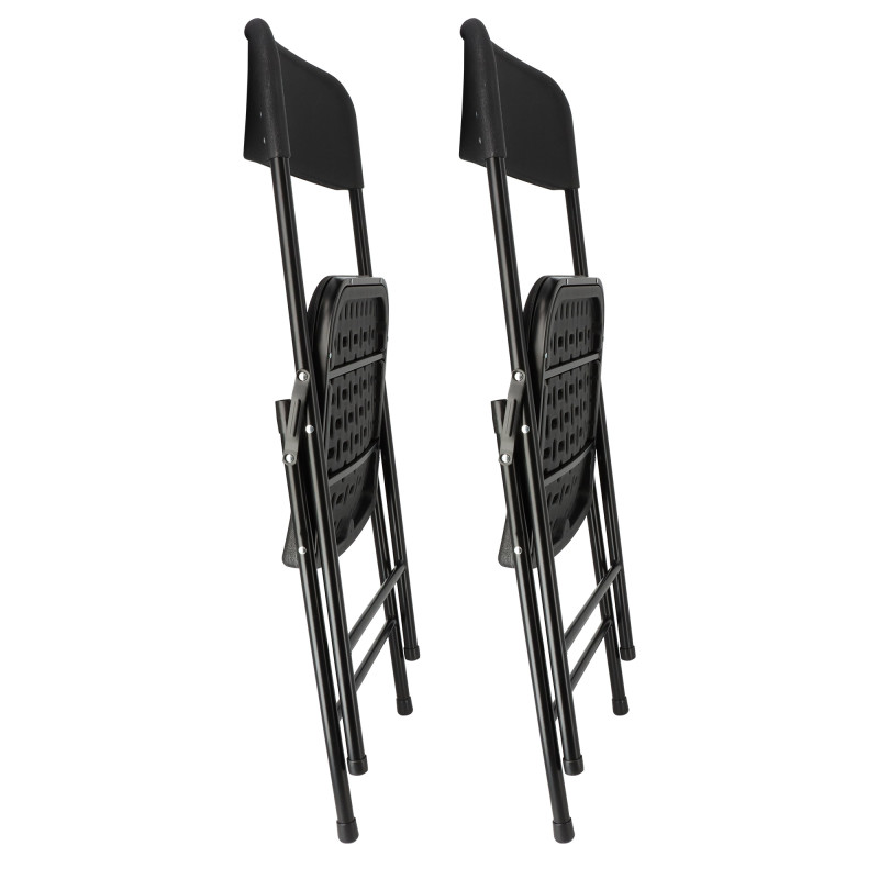 Chaises pliantes noires - Lot de 4 chaises pliables de jardin  - Structure en Acier - 150 kg - Fêtes - réceptions - pique-nique
