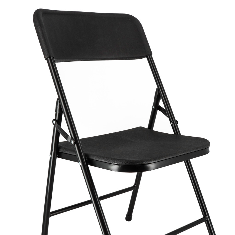 Chaises pliantes noires - Lot de 4 chaises pliables de jardin  - Structure en Acier - 150 kg - Fêtes - réceptions - pique-nique