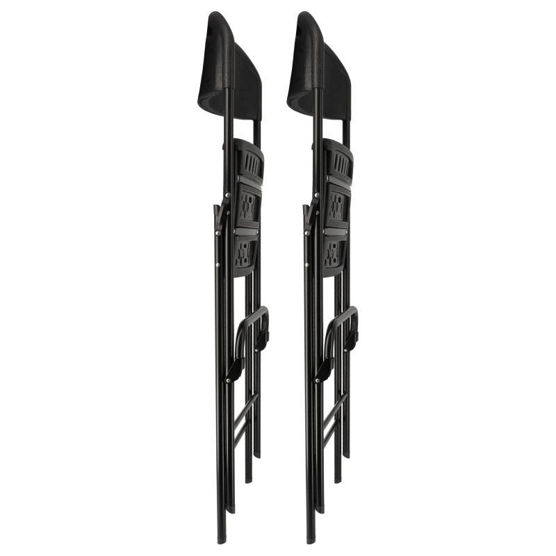 Lot de quatre chaises de bar pliantes noires - Ht 120cm - Chaises hautes pliantes - Cadre en acier - avec dossier et repose pied
