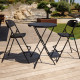 Lot de quatre chaises de bar pliantes noires - Ht 120cm - Chaises hautes pliantes - Cadre en acier - avec dossier et repose pied