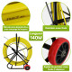 Aiguille tire fil sur dévidoir avec roues - 8mm - longueur 140m - Tire câble électricien Fibre de verre - Rigide et résistante