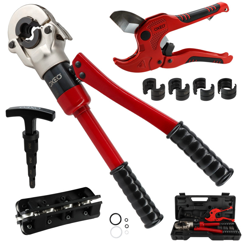 Kit outils sertir multicouches - Pince sertisseuse Pro - 4 mâchoires TH - Redresseur tube - Calibreur ébavureur - Coupe tube