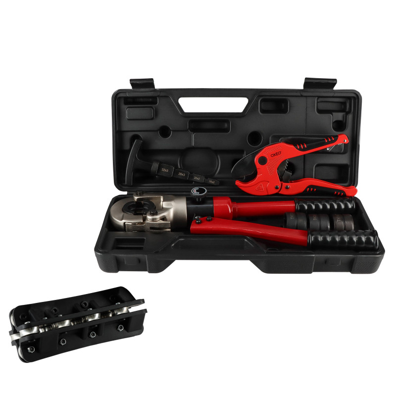 Kit outils sertir multicouches - Pince sertisseuse Pro - 4 mâchoires TH - Redresseur tube - Calibreur ébavureur - Coupe tube