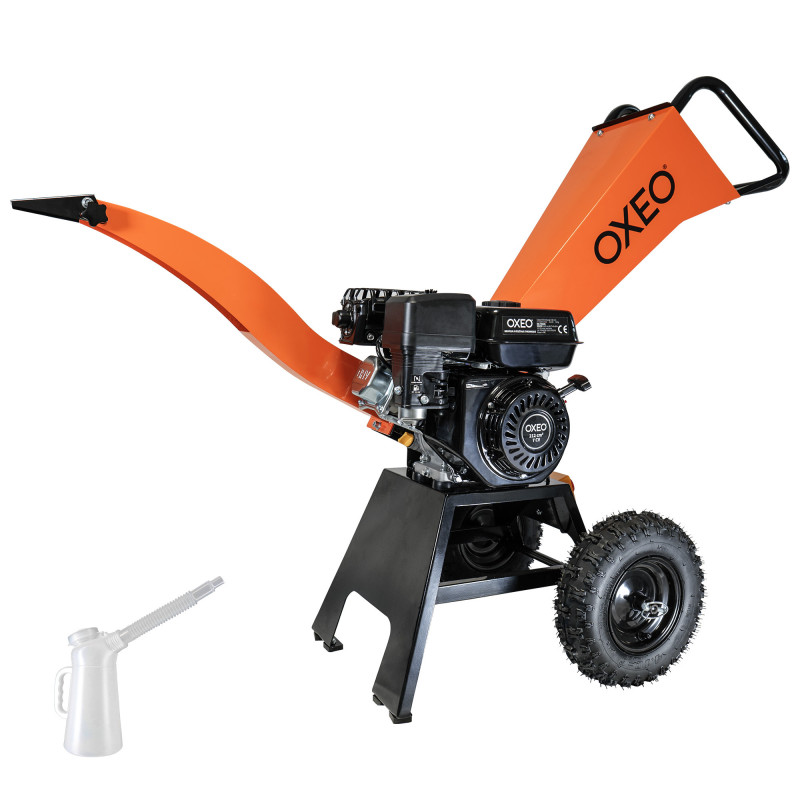 Broyeur de végétaux thermique 7CV - branches diamètre 6,5cm - Moteur 212 cm3 4 temps - Roues gonflées 30cm - Facile à déplacer