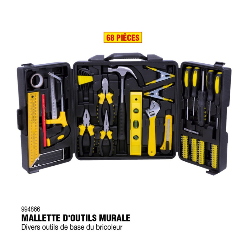 Mallette outils 68 pièces - RONDY - Pinces, tournevis, clés mâles