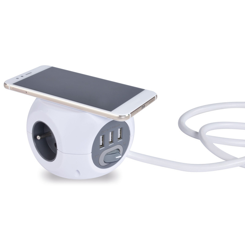 Chargeur induction universel Multi-prises avec 3 ports USB - 3 Prises