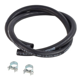 Tuyau pour carburant 7.5/14.5 mm - Colliers - Longueur 1 mètre
