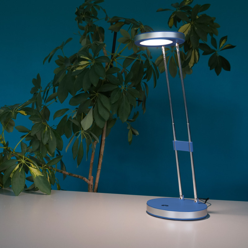 Lampe de bureau télescopique bleue LED