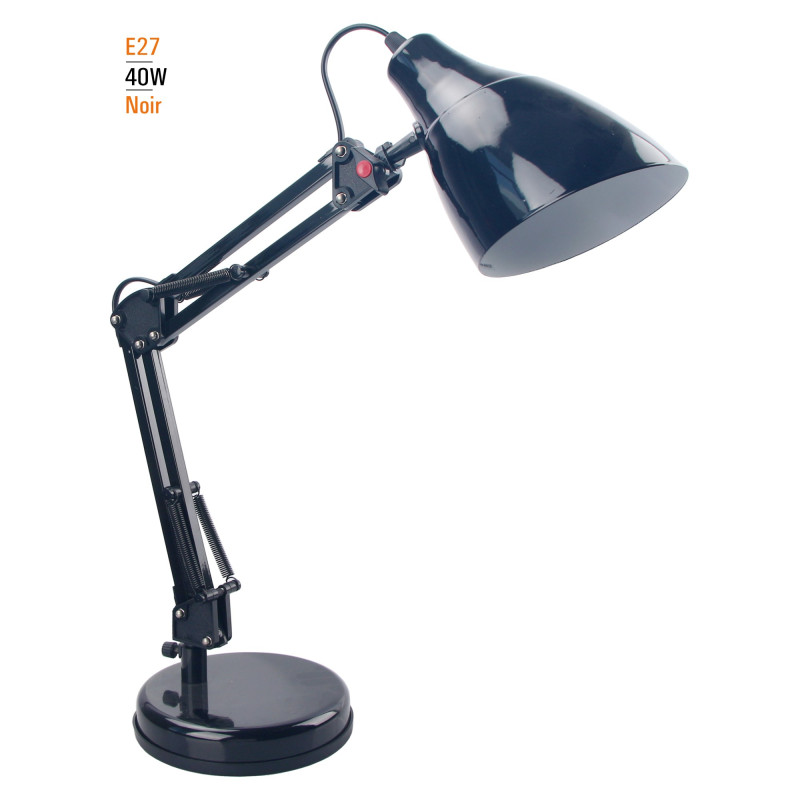 Lampe de bureau articulée noire - métal