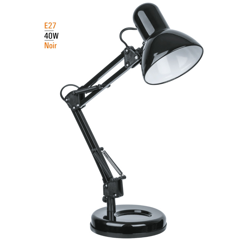 Lampe de bureau articulée noire - métal