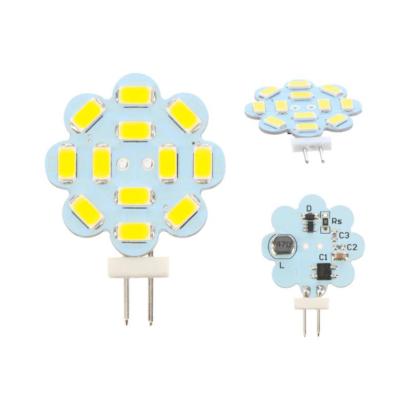Lot de 2 ampoules G4 SMD 12/24V diamètre 30mm connexion latérale