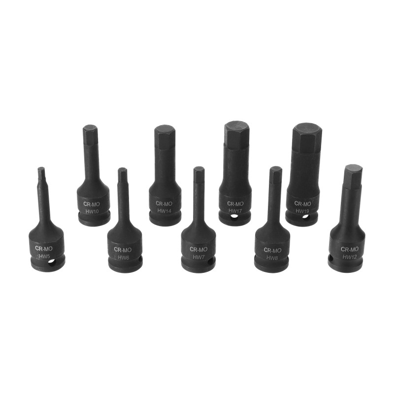 Coffret 9 Douilles à choc BTR carré 1/2