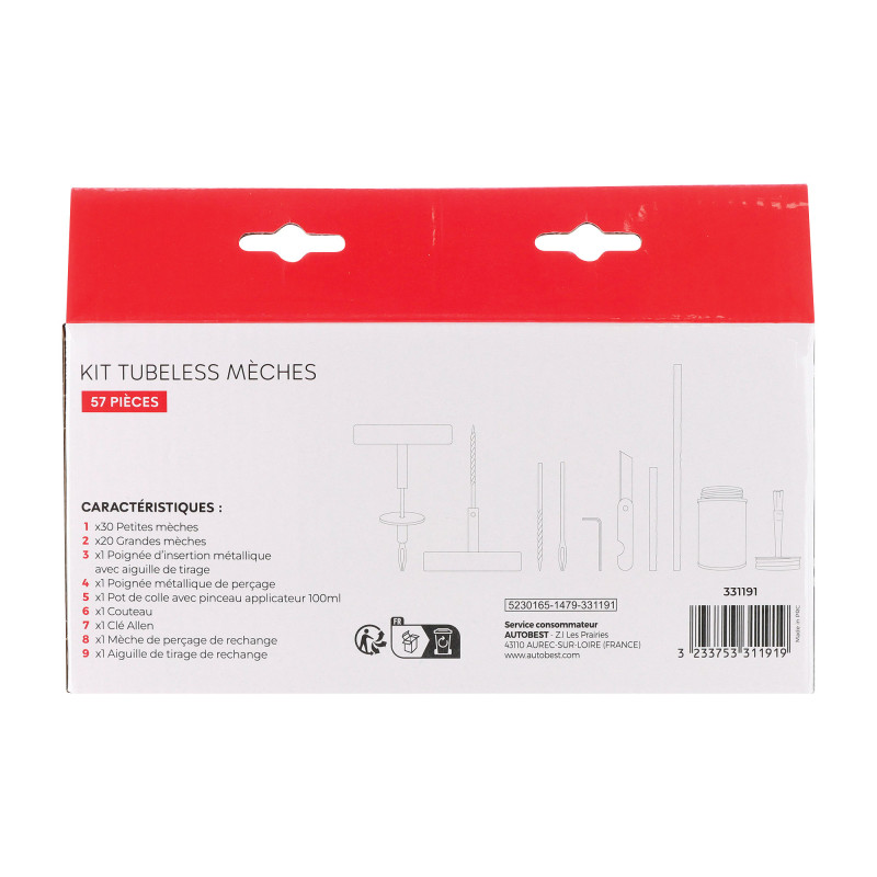 Kit tubeless meches 57 pieces