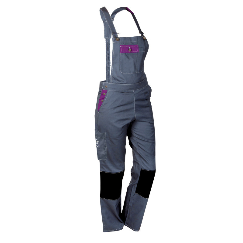 Salopette de Travail Femme Gris et Violet - Fashion Sécurité - Résistante, Confortable et Tendance - Bricolage et Jardinage