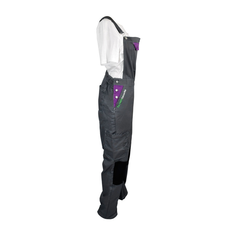 Salopette de Travail Femme Gris et Violet - Fashion Sécurité - Résistante, Confortable et Tendance - Bricolage et Jardinage