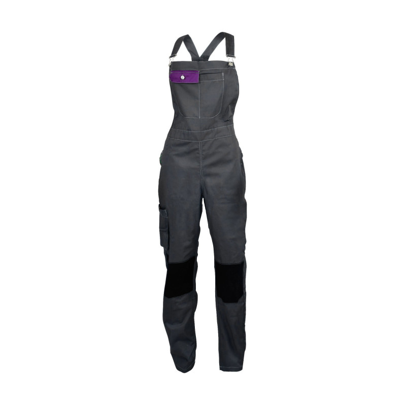 Salopette de Travail Femme Gris et Violet - Fashion Sécurité - Résistante, Confortable et Tendance - Bricolage et Jardinage