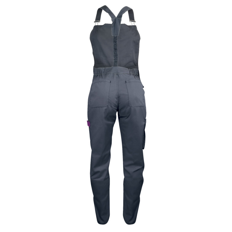 Salopette de Travail Femme Gris et Violet - Fashion Sécurité - Résistante, Confortable et Tendance - Bricolage et Jardinage
