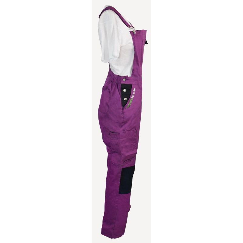 Salopette de Travail Femme Violet et Noir - Fashion Sécurité - Résistante, Confortable et Tendance - Bricolage et Jardinage