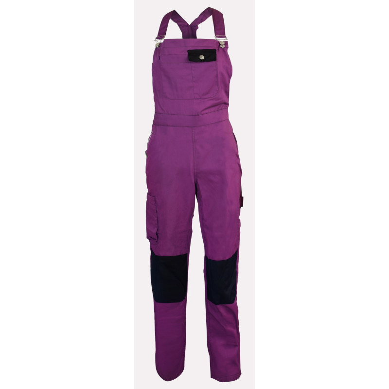 Salopette de Travail Femme Violet et Noir - Fashion Sécurité - Résistante, Confortable et Tendance - Bricolage et Jardinage