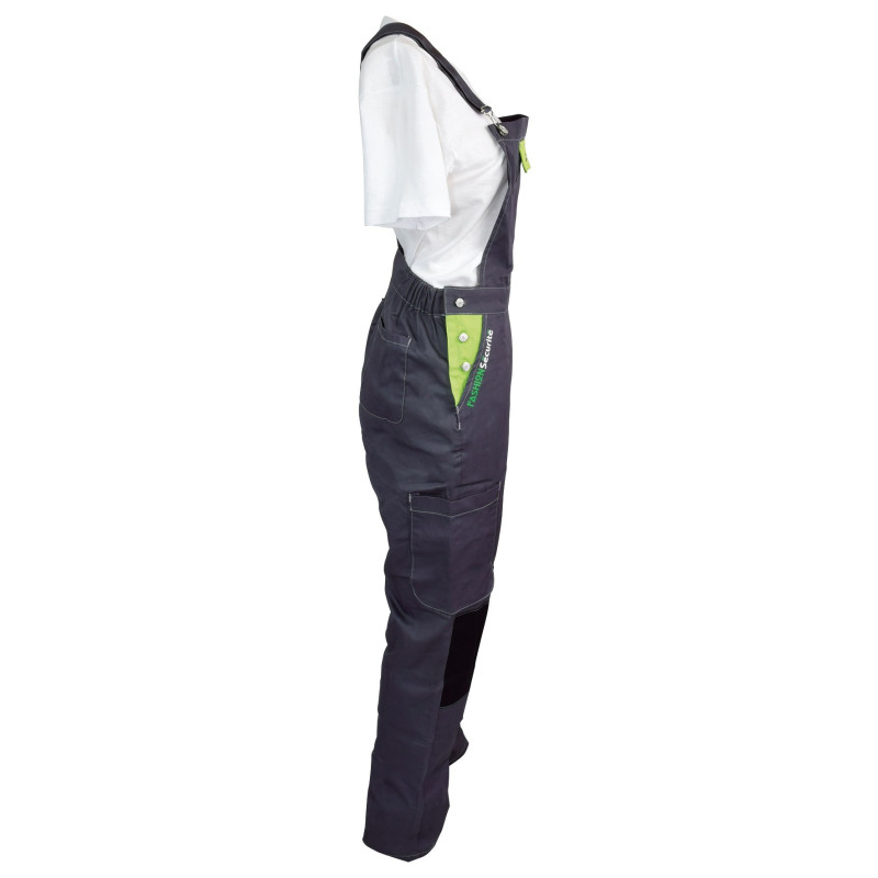 Salopette de Travail Femme Gris et Citron - Fashion Sécurité - Résistante, Confortable et Tendance - Bricolage et Jardinage