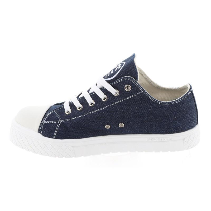 Chaussures de Sécurité Basses - Tissu Bleu Denim, Semelles Antidérapantes Blanches - Fashion Security - Confort et Style