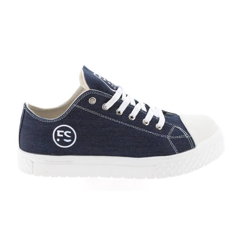 Chaussures de Sécurité Basses - Tissu Bleu Denim, Semelles Antidérapantes Blanches - Fashion Security - Confort et Style
