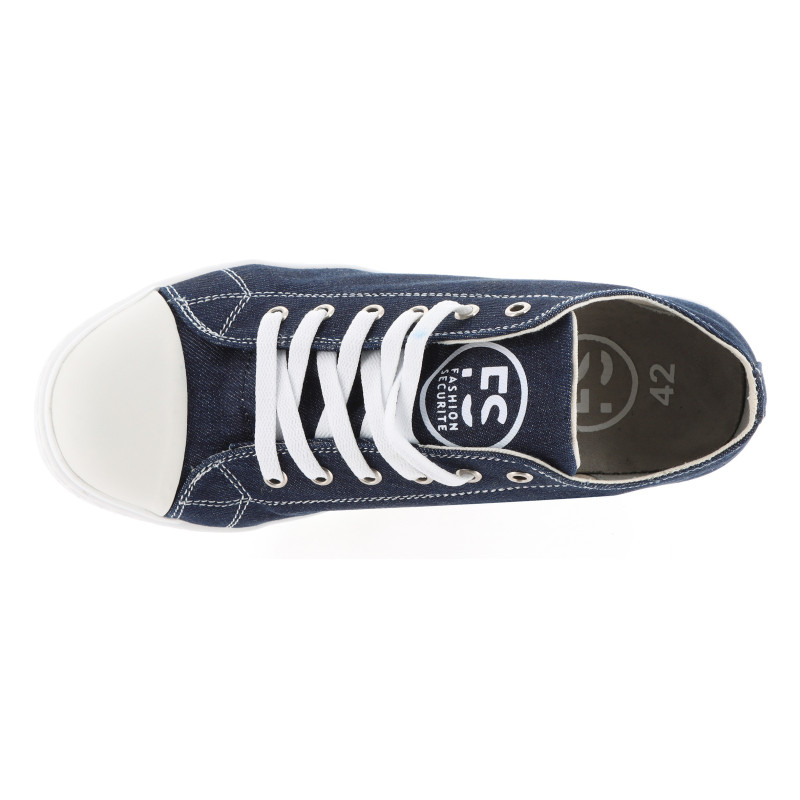 Chaussures de Sécurité Basses - Tissu Bleu Denim, Semelles Antidérapantes Blanches - Fashion Security - Confort et Style
