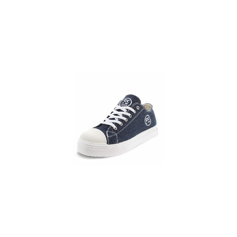 Chaussures de Sécurité Basses - Tissu Bleu Denim, Semelles Antidérapantes Blanches - Fashion Security - Confort et Style