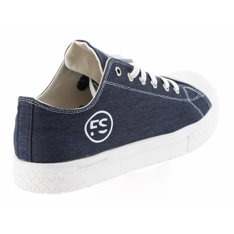Chaussures de Sécurité Basses - Tissu Bleu Denim, Semelles Antidérapantes Blanches - Fashion Security - Confort et Style