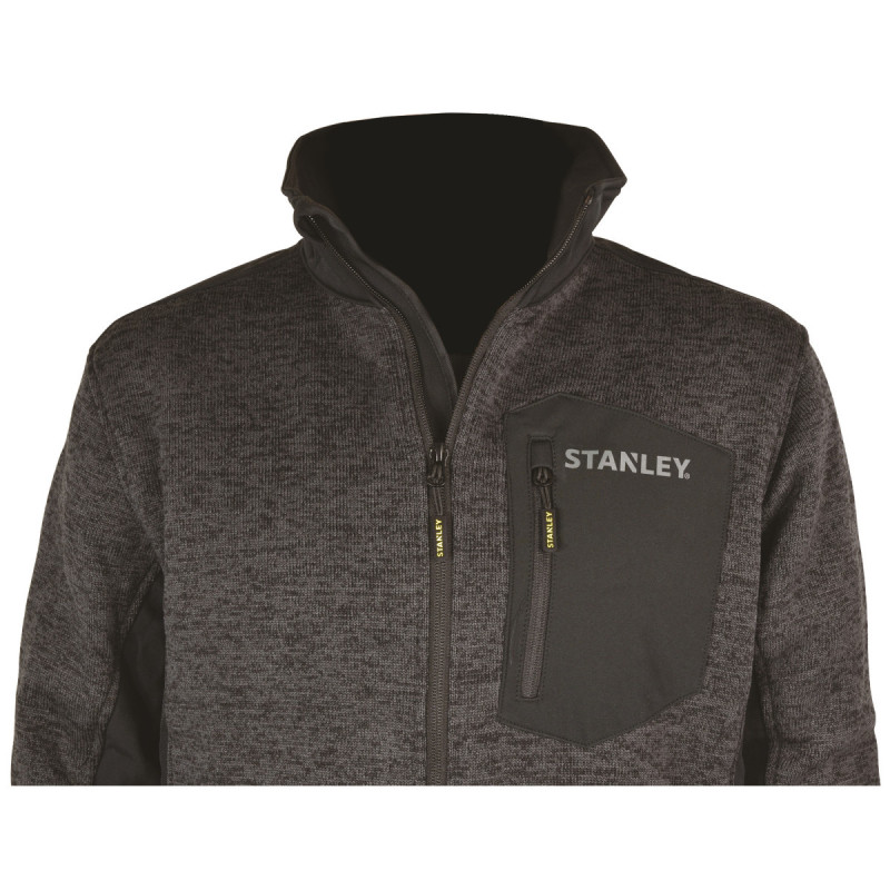 Veste Softshell Bi-Matière Tirée Black Stanley – Résistante, imperméable et confortable, idéale pour le travail en extérieur