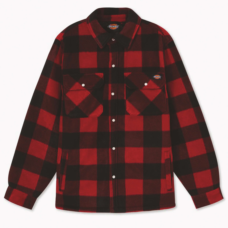 Dickies Surchemise Homme Portland Rouge – Chemise Chaude à Carreaux – Look Outdoor et Urbain
