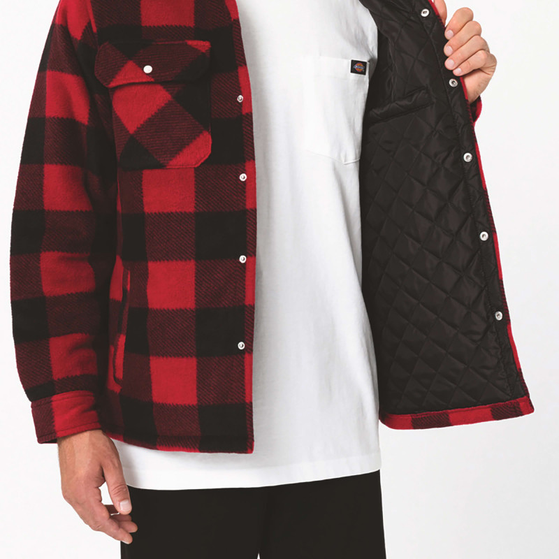 Dickies Surchemise Homme Portland Rouge – Chemise Chaude à Carreaux – Look Outdoor et Urbain