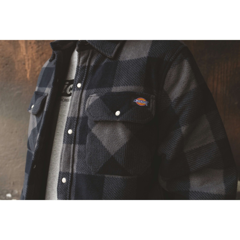 Dickies Surchemise Homme Portland Grise – Chemise Chaude à Carreaux – Look Outdoor et Urbain